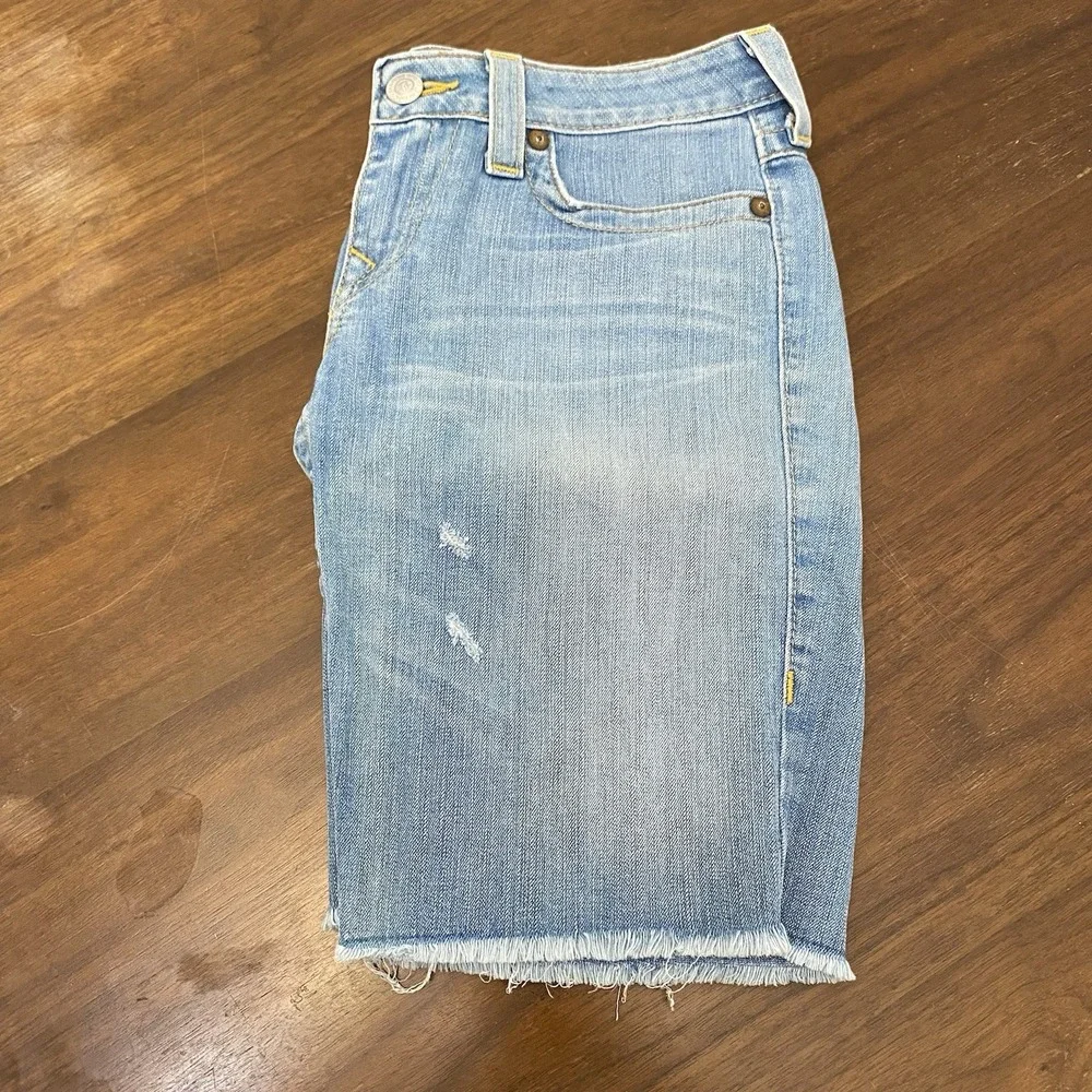 True Religion Men's 31 Blue Denim Shorts Regular Fit Light Wash 5-Pocket Natalie